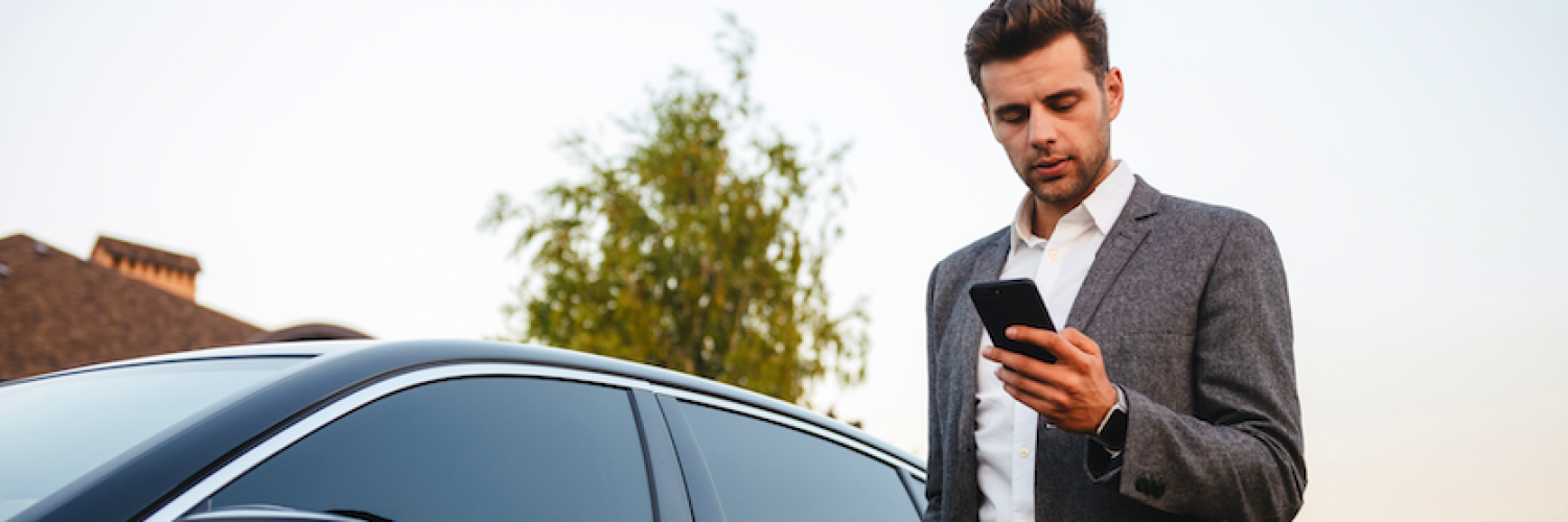 Man suit with phone